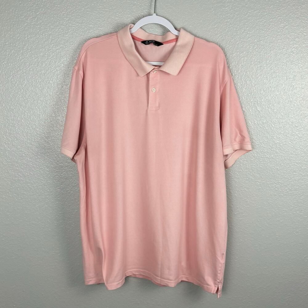 Members Mark Pique Polo Size XXL Salmon Pink Double Stretch Cotton Blend Shirt